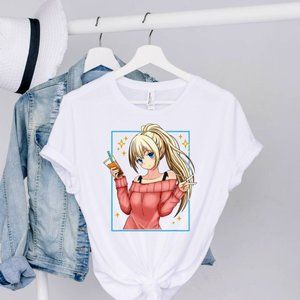 Kawaii Anime Girl With Coffee Graphic Tee